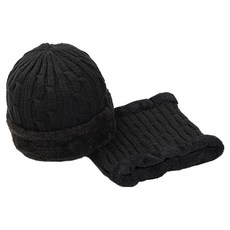 Kifofo 保暖滑雪板滑雪防寒帽 + 圍巾套組, 黑色, 1套