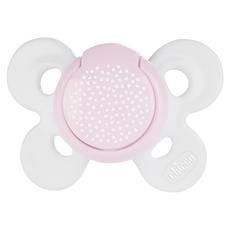 chicco 舒適哺乳 機能型矽膠安撫奶嘴 小, 0~6M, 點點粉, 1個