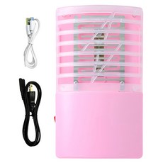 新錸家居 三用LED電擊式捕蚊燈全配組 附USB電源線 + 插座用電源線 USB充電/電池 粉色, 2016-1