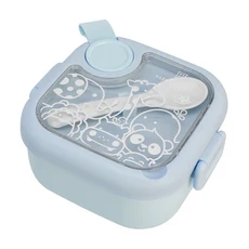 MARCUS&MARCUS 寶寶旅行餵食 外出便攜 安全材質, 餐盒 + 湯匙 + 食物剪, 藍色, 1組