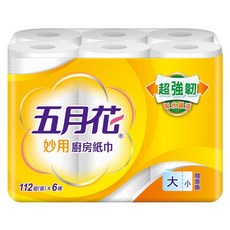 五月花 妙用廚房紙巾 112張, 6捲, 1袋