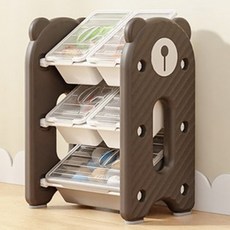 lilikoko 哩哩摳摳 萌熊鐵桿收納架 組合1, 3層, 檀木褐