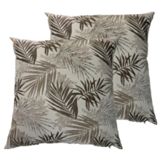 J&N 熱帶羽葉緹花抱枕套裝, 米咖色