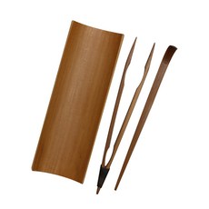 gongboocha 竹茶具茶具+鉗子+茶碗, 單色, 1套