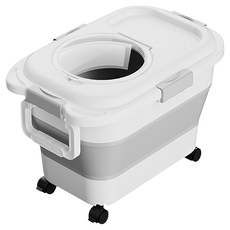 二折折疊飼料桶, 白灰色, 20L, 1個