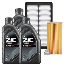 SK엔무브 지크 X8 LS 기아 올뉴쏘렌토 엔진오일 7L + 에어필터 + 오일필터 세트, 1세트, 5w30