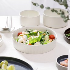 MAISON OBJET 沙拉意大利麵碗 4 件套, 深棕色，木炭色，深綠色，象牙色, 1組