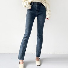 플랜데이 여성용 융 기모 스판 스키니 데님 팬츠