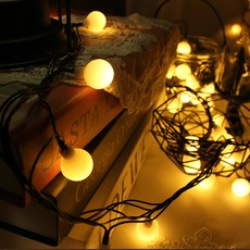 나이스엘이디 LED 연결 앵두전구 크리스마스전구 100구 + 무점멸전원잭, 검정선 + 황색