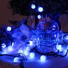 Nice LED LED櫻桃燈串 含閃爍電源插孔 黑色電線 100燈, 藍色, 1個