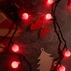 Nice LED LED櫻桃燈串 附無閃爍電源線 黑線 100燈, 紅光, 1個