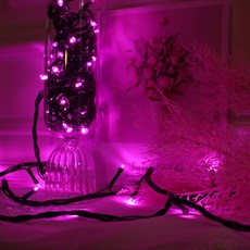 NICE LED 100燈串接 聖誕樹燈 聖誕燈飾組 黑色電線, 粉紅色