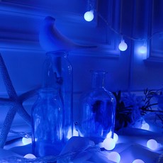 LED100燈串接式櫻桃燈泡 聖誕燈泡 100燈 2入 + 恆亮電源線, 透明線 + 藍色, 1個