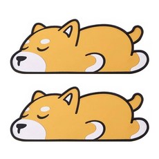 矽藻土 軟地墊加厚造型款 Set 2 觸感舒適 可摺疊收納 防滑橡膠底 柔軟皮革 耐刮耐磨 一抹即淨, 睡覺柴犬 卡其色, 40 x 60cm