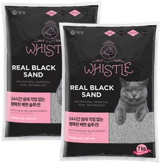 애경 휘슬 리얼블랙샌드 고양이모래 리필, 7kg, 2개, 무향