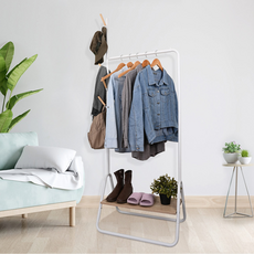 AOTTO 創意傢俱 日式簡約落地衣帽架 白色, 64 x 41 x 175cm