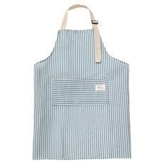 블럭마트 심플 린넨 스트라이프 앞치마, 블루, 1개