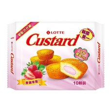 LOTTE 樂天 Custard 蛋黃派 草莓 10包, 220g, 1盒