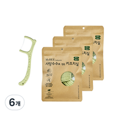 마이비 사탕수수로 만든 키즈 치실 48p, 혼합색상, 6개