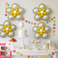 PARTYSHOW 3層花朵造型氣球, 銀, 4件