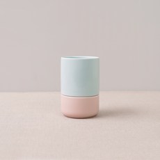 BOWLBOWL 韓國製 Retro Line 瀝水餐具筒 M, 天空藍 + 藕粉色, 1個