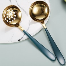 Better Buys SUS304 不鏽鋼湯勺 + 濾勺, 綠色, 1套