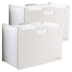 투코비 투명 인덱스 13분류 아코디언 폴더, 크림화이트, 2개