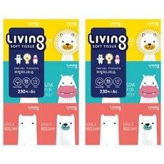 Living SOFT TISSUE Samjeong 紙漿生活柔軟迷你天然紙漿美容紙巾 2 層 230 張, 230張, 12盒