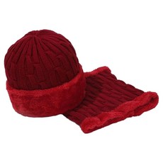 Kifofo 保暖滑雪板滑雪防寒帽 + 圍巾套組, 紅色, 1套