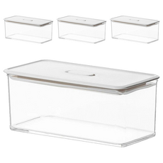 懶角落 按壓式真空密封保鮮盒 長18.7x寬8.7x高8.2cm, 1L, 4個
