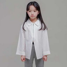 ILoveJ 女童A字V領層次長版棉質襯衫