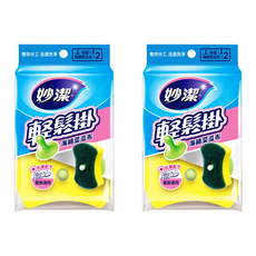 妙潔 輕鬆掛海綿菜瓜布 吸盤 + 菜瓜布 2個, 1包, 2包
