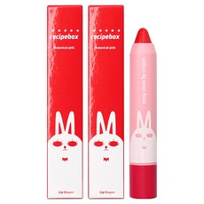 recipebox 韓兔 兒童易清洗蠟筆唇膏 3g, 2個, 植物粉紅