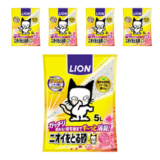 LION 獅王 超凝結除臭貓砂 花木香, 礦物質, 強力除臭, 5L, 5袋