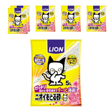 LION 獅王 超凝結除臭貓砂 花木香, 礦物質, 強力除臭, 5L, 6袋