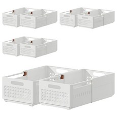 優雅藤編設計抽拉疊加收納盒 小款, 8個, 白色