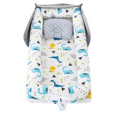 箱包式純棉多功能床, 藍色恐龍, 1個