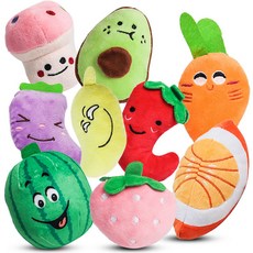 DING DONG PET 蔬果造型寵物藏食玩具 9入, 1套, 混合顏色
