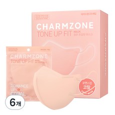 참존 톤업핏 마스크 와이드형, 로맨스업 코랄, 6개, 25개입