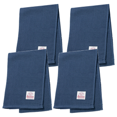 hiorie 日本桃雪 大人風紗布毛巾 棉紗, 牛津藍, 4條