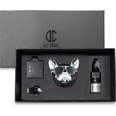 DC NET WORK 鬥牛犬車用芳香劑 亮銀色 油香, 1套, 潔淨棉