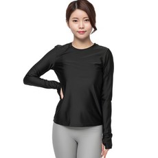 CARET 女款透氣長袖瑜珈上衣, S, 黑色