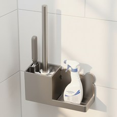 Celliving 浴室馬桶清潔劑 簡易黏貼支架 + 清潔刷組, 1套, 灰色