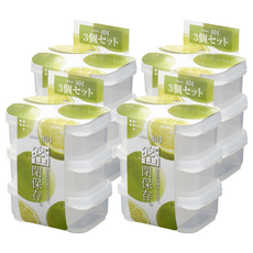 INOMATA 長形小保鮮盒 3入組, 12個容器 + 12個蓋子, 4組