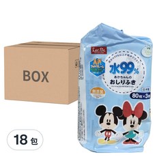 LEC 迪士尼 純水99%濕紙巾 米奇米妮套裝, 80張, 18包