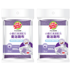 3M Scotch-Brite 百利 衛浴刷布含小蘇打清潔配方 3片, 淺紫色, 2包