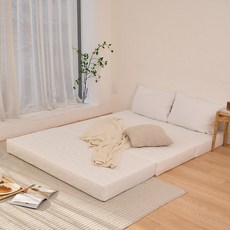 리브맘 허리엔 3단 접이식 탄탄 매트리스 토퍼, 아이보리, 15cm