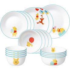 코렐 푸와 친구들 원형 4인 홈세트 18p, 6종, 화이트