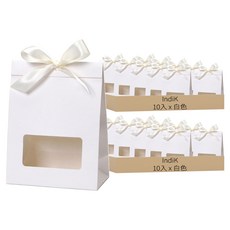IndiK 緞帶開窗盒 10入 + 緞帶 10入 組, 2組, 白色