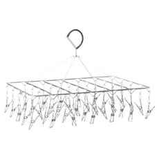 SHCJ 生活采家 台灣製304不鏽鋼35夾長方晾曬衣架 - 適用於小型衣物 室內外晾曬皆宜, 銀色, 1入